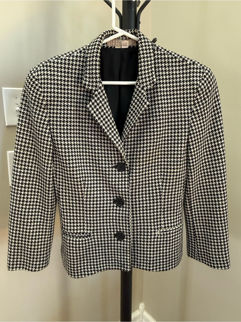 Vintage Perry Ellis Black & White Houndstooth Blazer